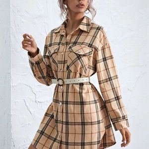 Plaid shirt dress without the belt